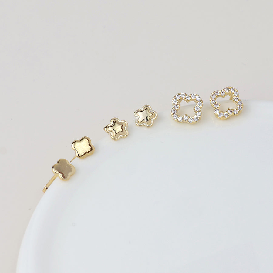POM Golden Triple Quatrefoil Stud Earring Set - More Than Just a Gift | Narborough Hall