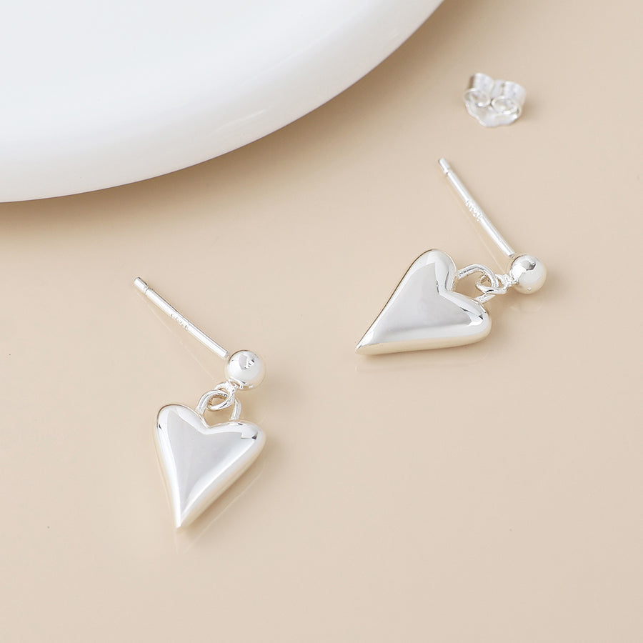 POM Sterling Silver Heart Drop & Bead Earrings - More Than Just a Gift | Narborough Hall