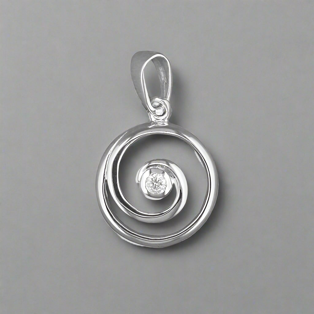 Sterling Silver CZ Centre Swirl Necklace