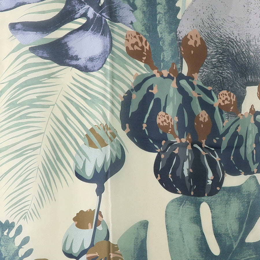 POM Recycled Silky Green Mix Monstera Leaf Print Scarf - More Than Just a Gift | Narborough Hall