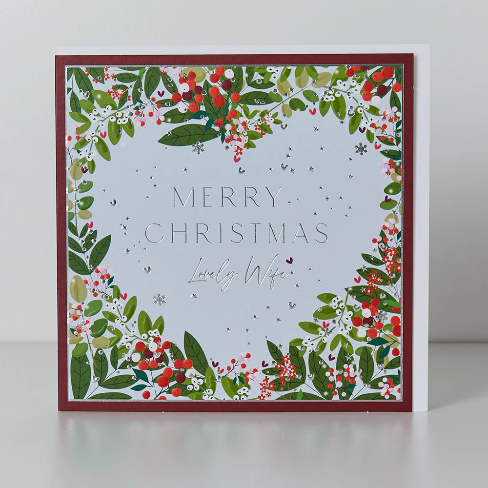 Belly Button Foliage Heart Wife Christmas Card