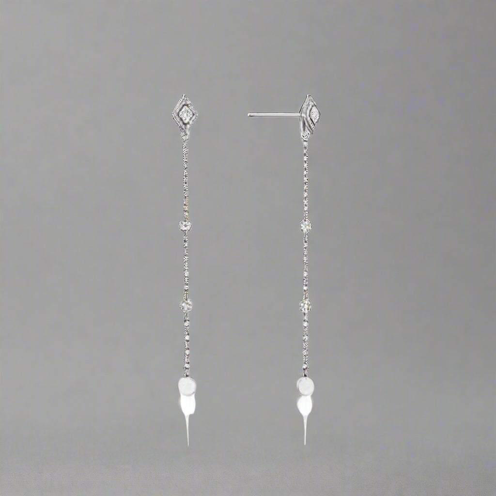 Sterling Silver Diamond Shape Drop Earrings