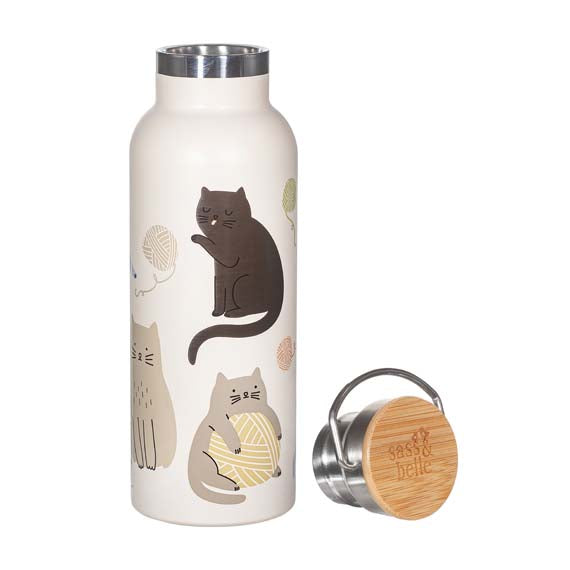 Sass & Belle Bow Cats Metal Water Bottle