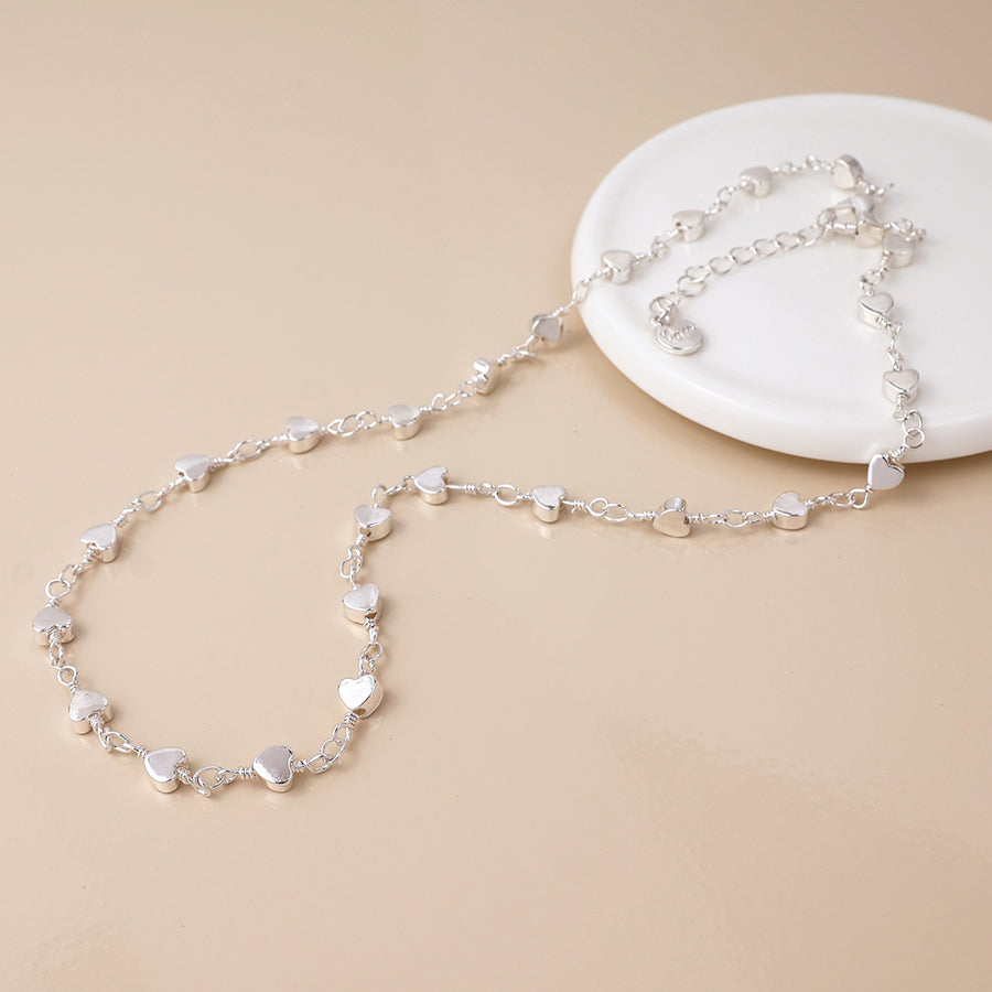 POM Silver Plated Multi Heart Station Necklace - More Than Just a Gift | Narborough Hall