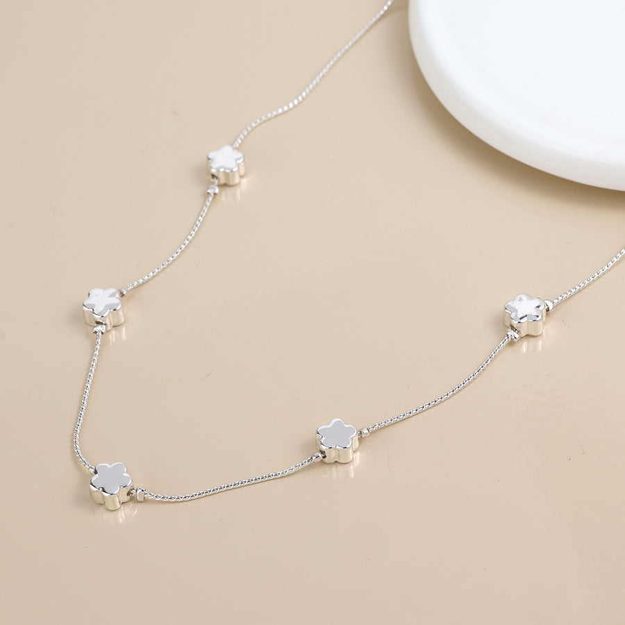POM Silver Plated Flower Station Necklace - More Than Just a Gift | Narborough Hall