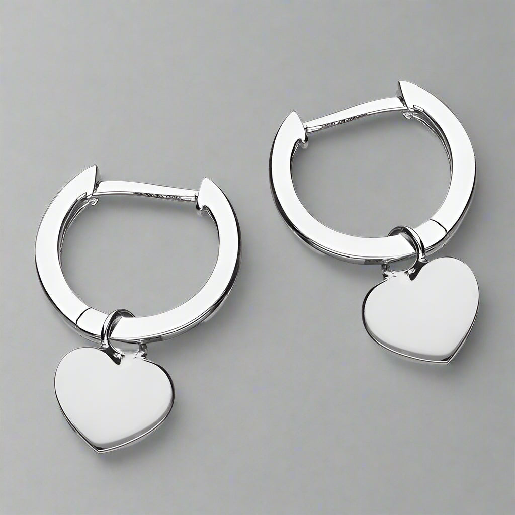 Sterling Silver Plain Heart Huggie Earrings