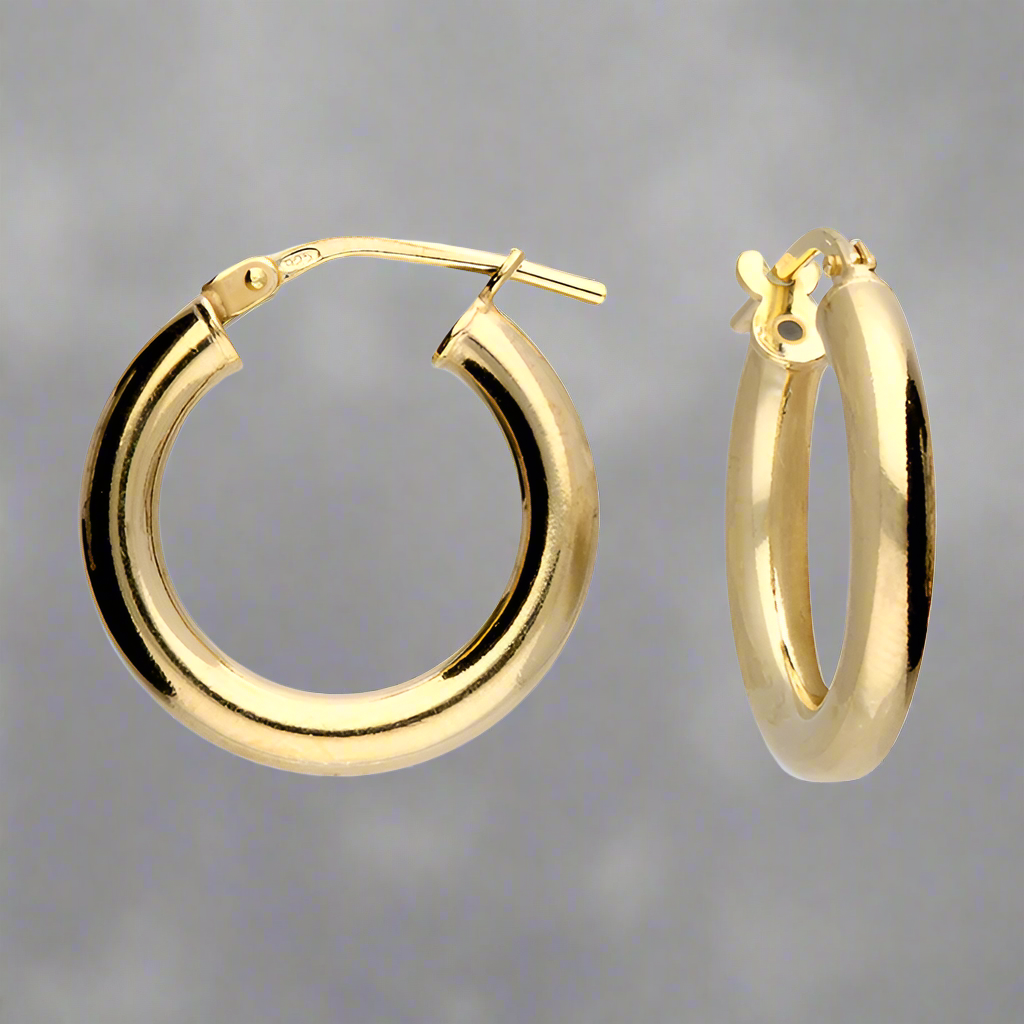 Sterling Silver Gold Plated Hinged Hoop Earrings