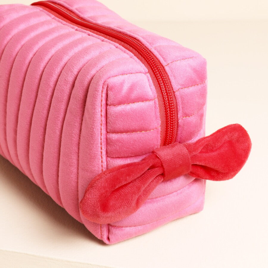 Lisa Angel Pink & Red Bow Make Up Bag