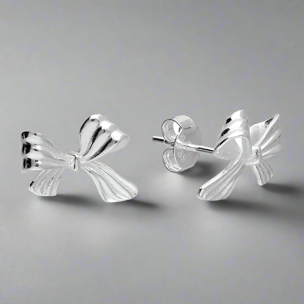 Sterling Silver Bow Stud Earrings