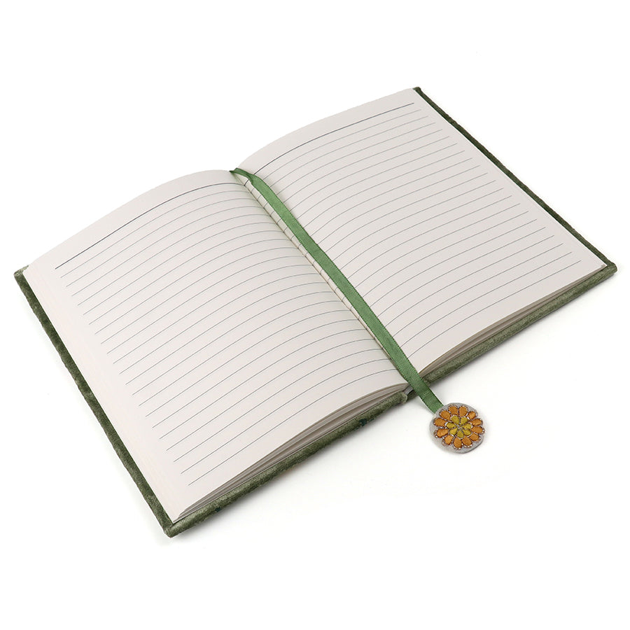 POM Green Velvet Floral Notebook - More Than Just a Gift | Narborough Hall