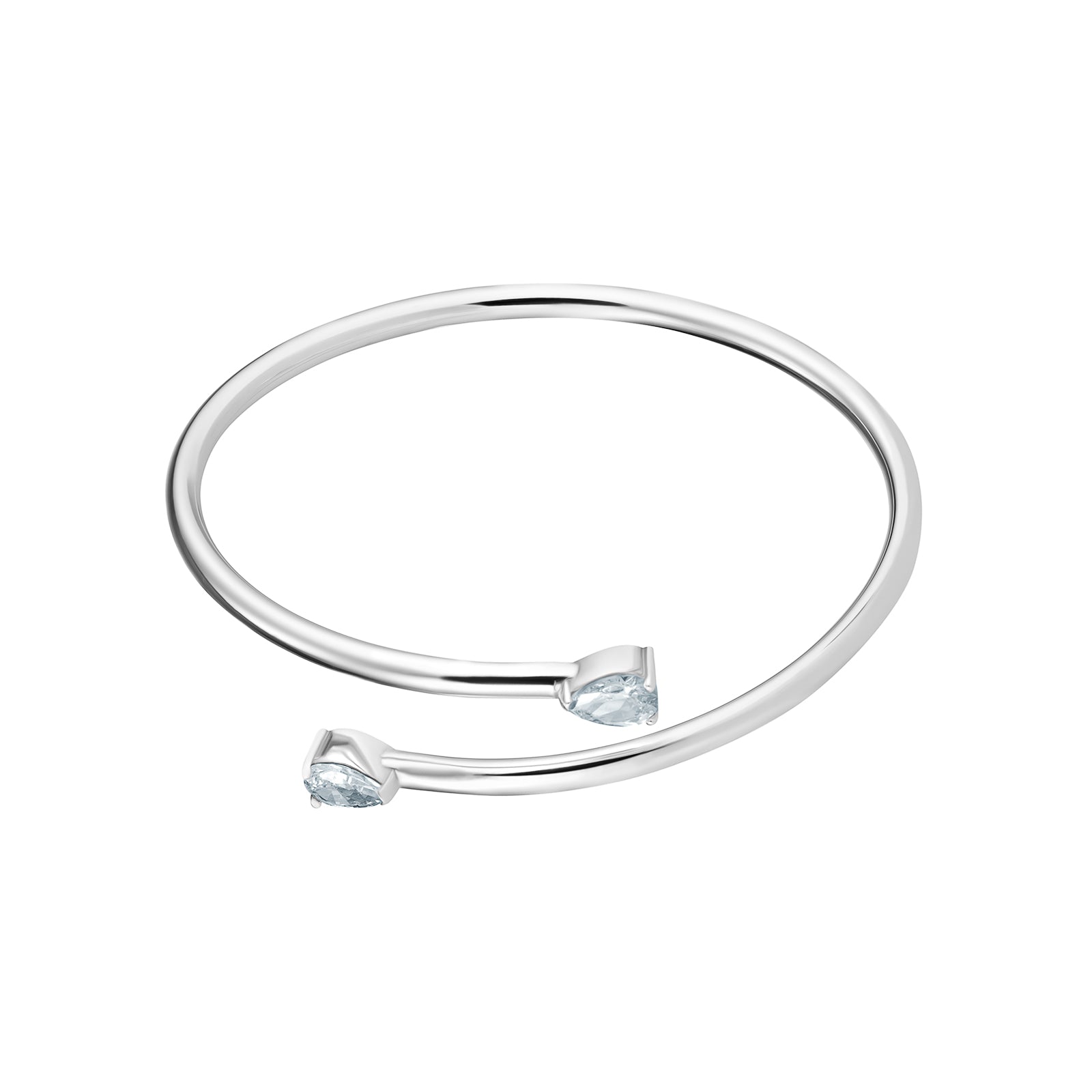 Sterling Silver Teardrop CZ Bangle