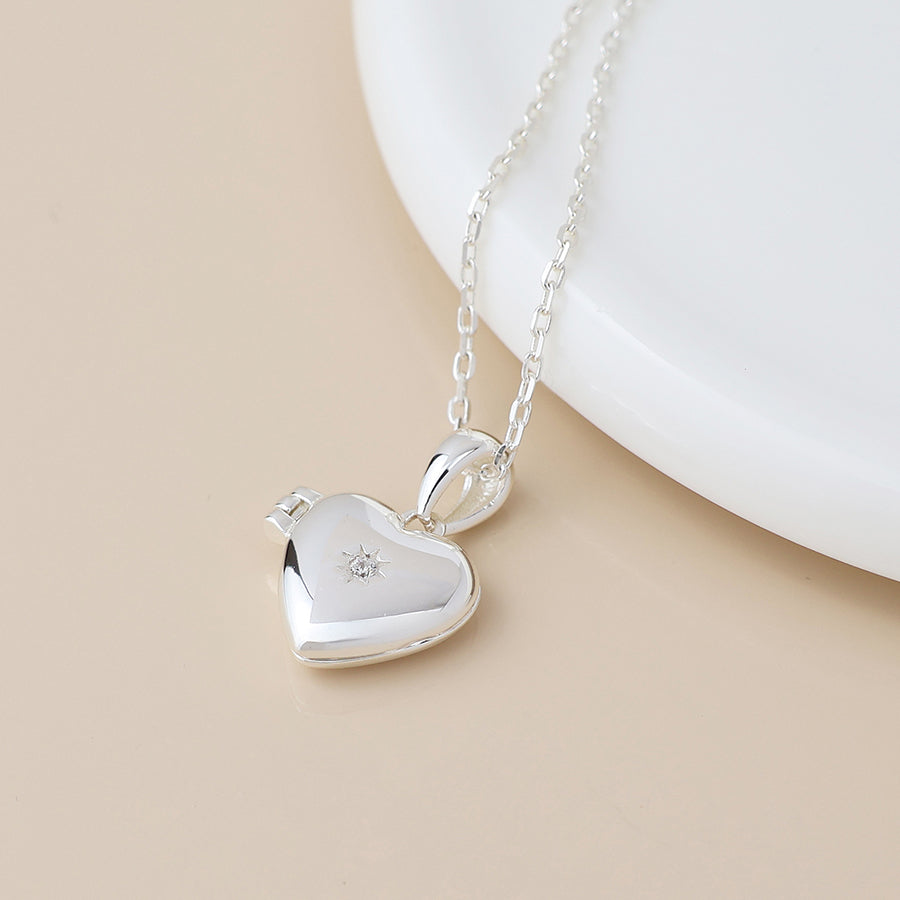 POM Sterling Silver Heart Locket With Crystal - More Than Just a Gift | Narborough Hall
