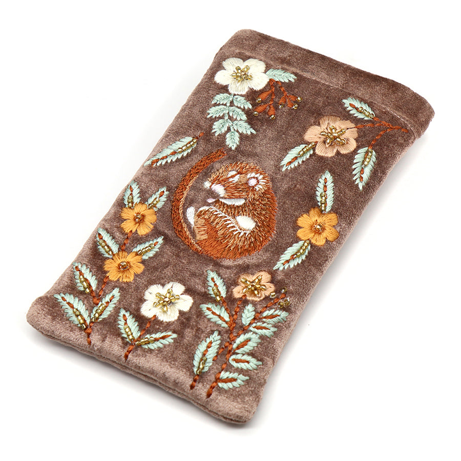 POM Buff Velvet Glasses Case - Sleeping DorMouse