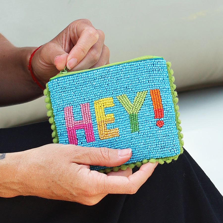 POM Turquoise Beaded 'Hey' Purse - More Than Just a Gift | Narborough Hall