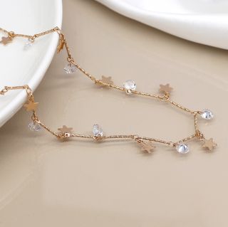 POM Faux Gold Multi Star and Crystal Necklace