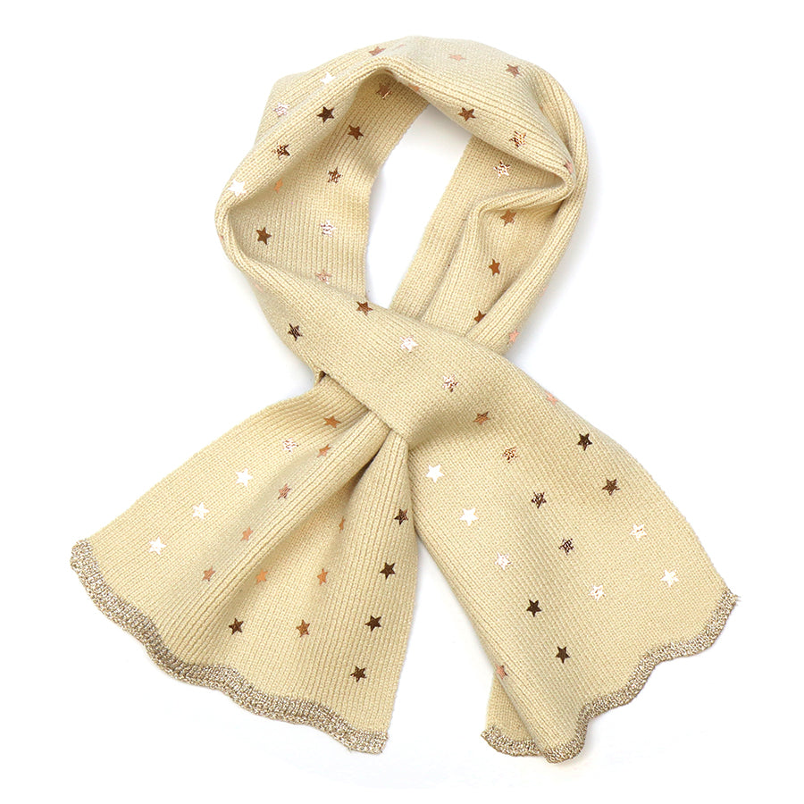 POM Cream Fine Knit Pull Through Scarf