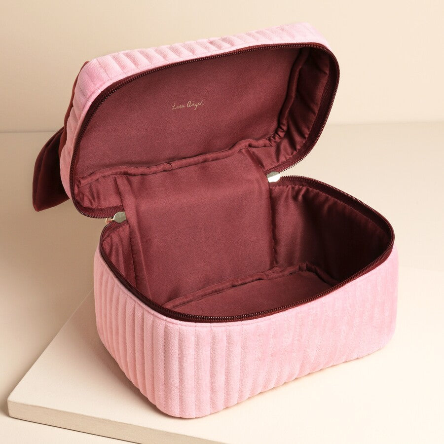 Lisa Angel Pink & Burgundy Large Bow Make Up Bag