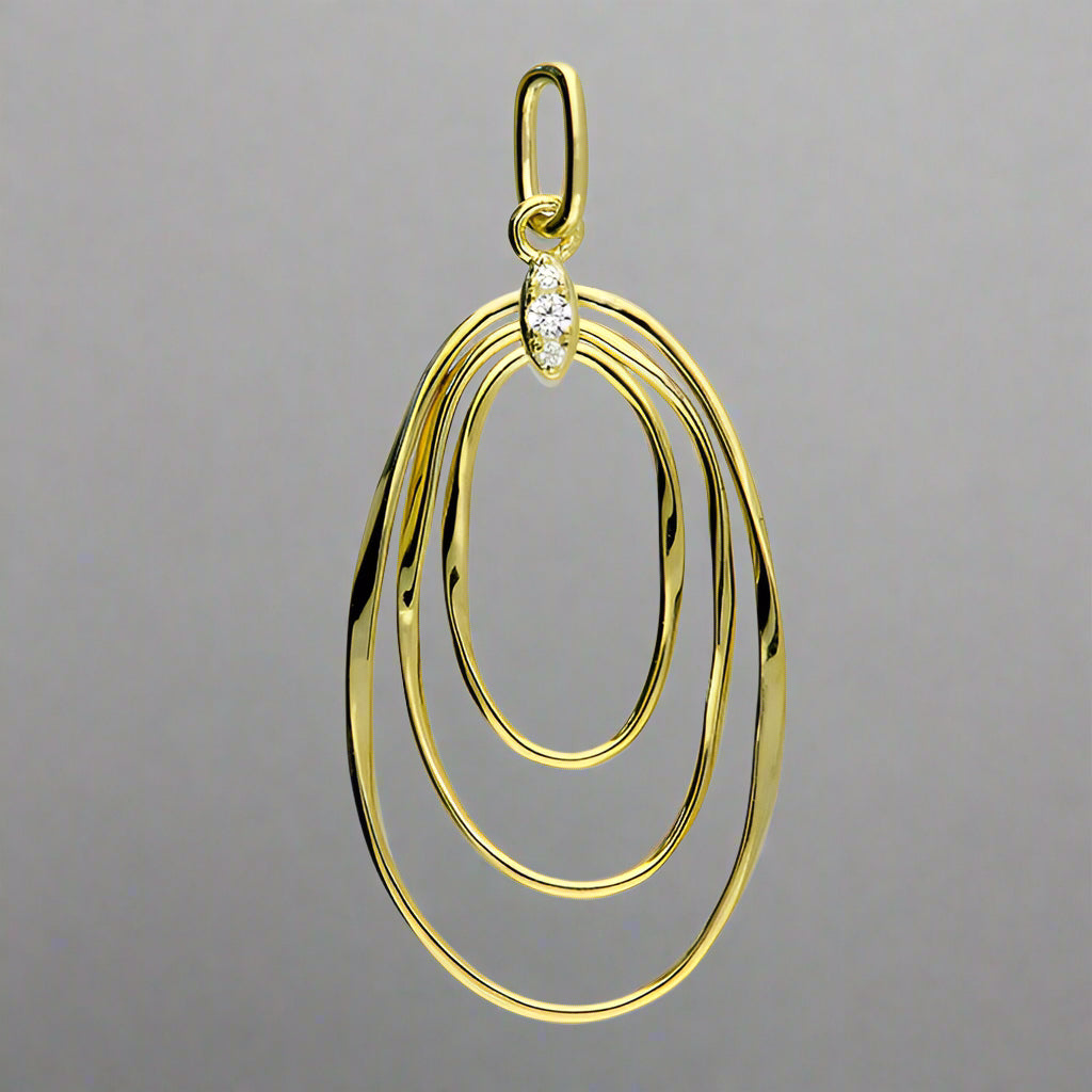 Sterling Silver Gold Plated Oval & CZ Link Necklace