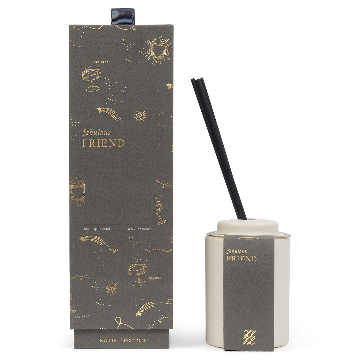 Katie Loxton Ceramic Sentiment Reed Diffuser 'Fabulous Friend' - Fresh Fig & Wild Freesia