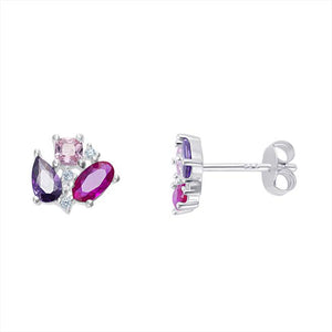 Sterling Silver CZ Coloured Cluster Earrings - More Than Just a Gift | Narborough Hall