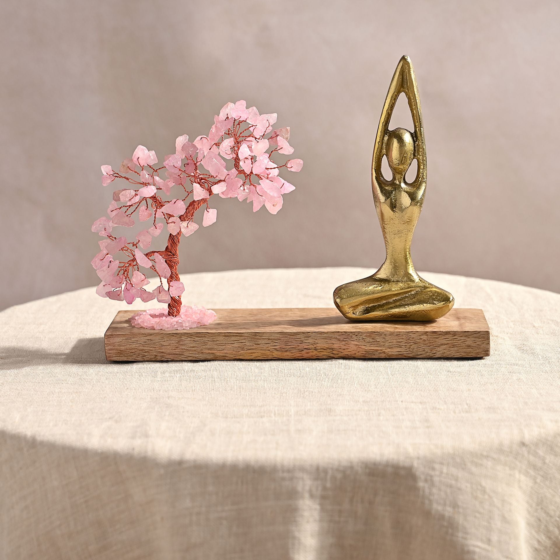 Serenity Gemstone Tree Yoga Ornament - Rose Quartz