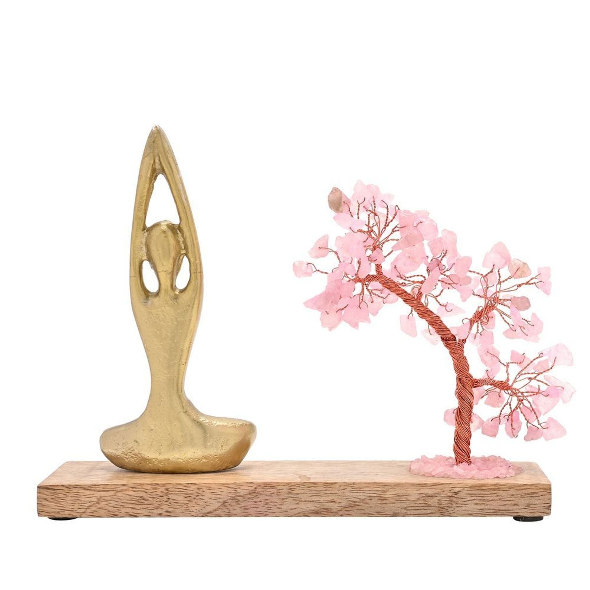 Serenity Gemstone Tree Yoga Ornament - Rose Quartz