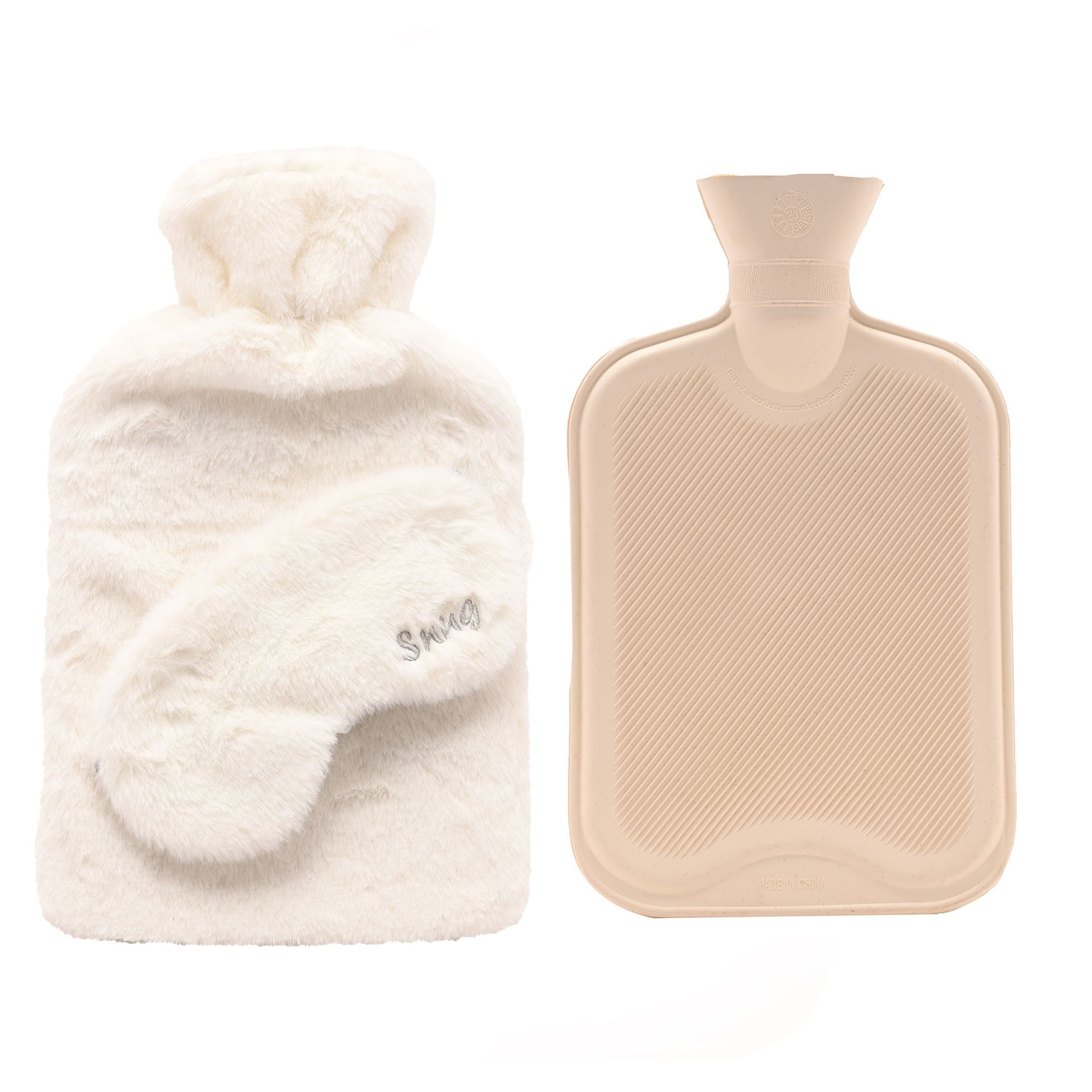 Sophia Layers Snug Hot Water Bottle & Eye Mask Set - White