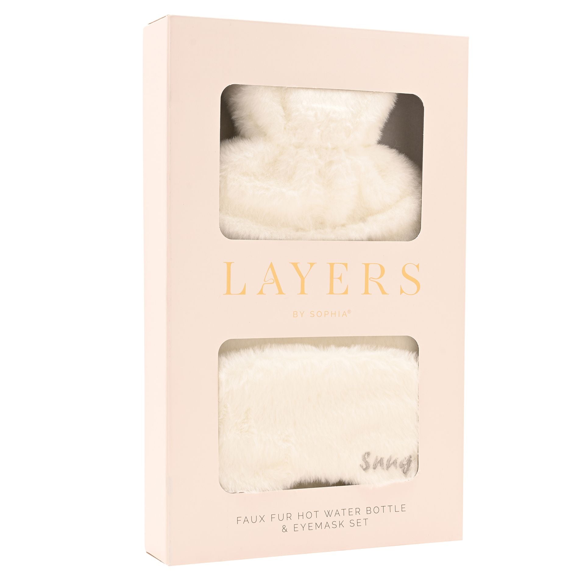 Sophia Layers Snug Hot Water Bottle & Eye Mask Set - White