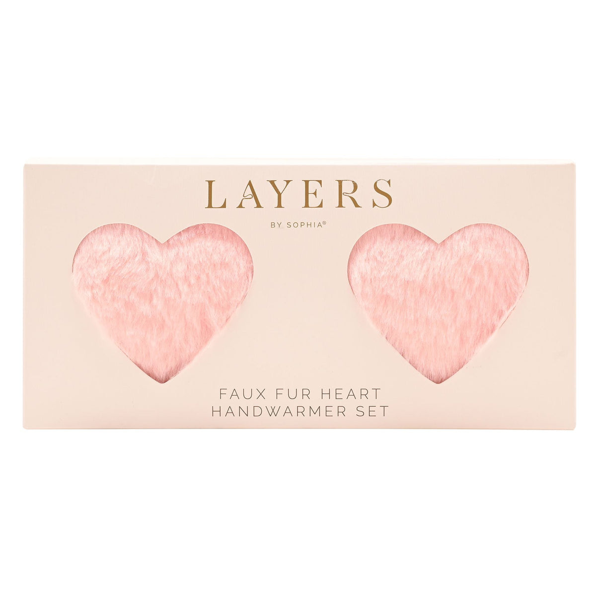 Sophia Layers Cosy Set Of 2 Furry Heart Hand Warmers - Blush Pink
