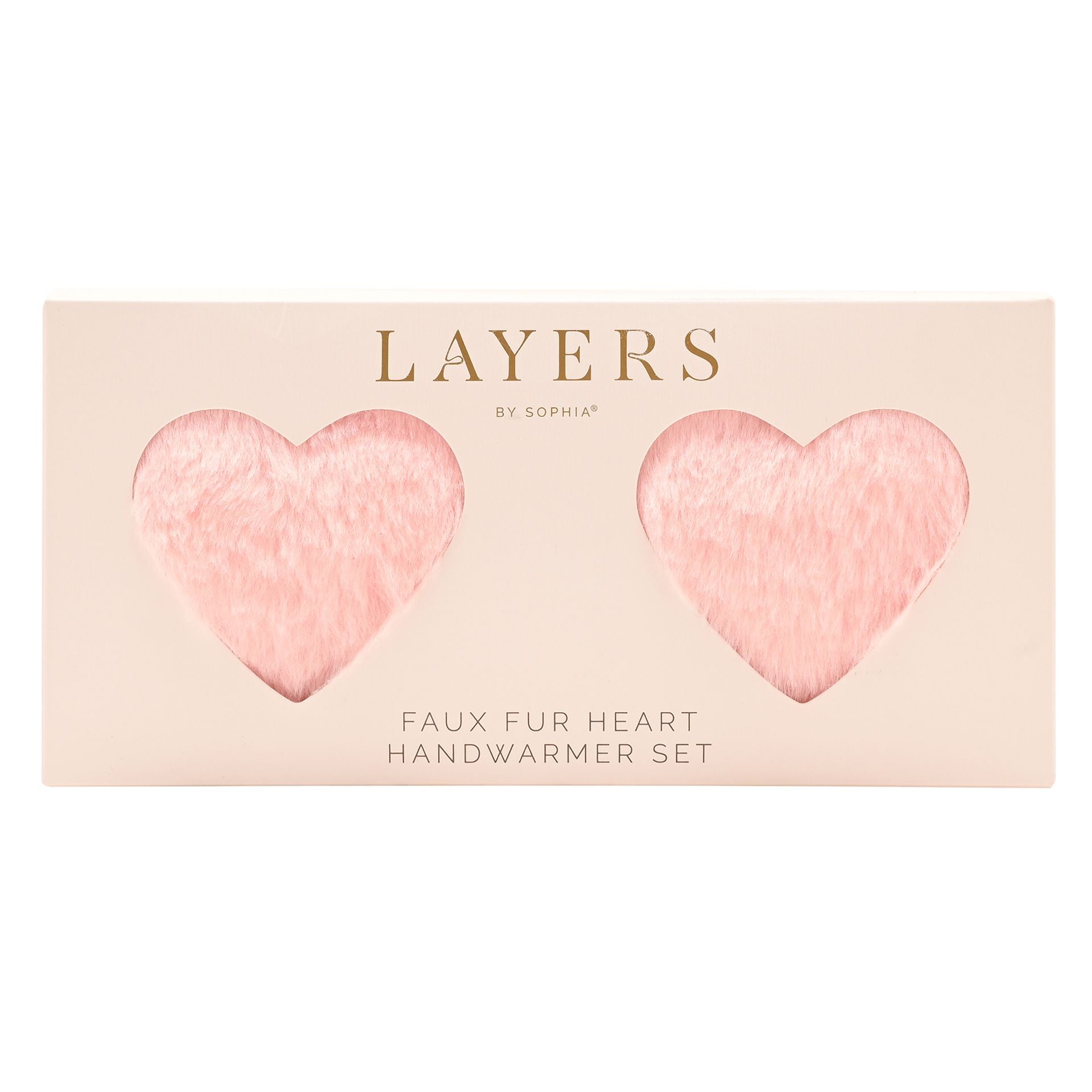 Sophia Layers Cosy Set Of 2 Furry Heart Hand Warmers - Blush Pink