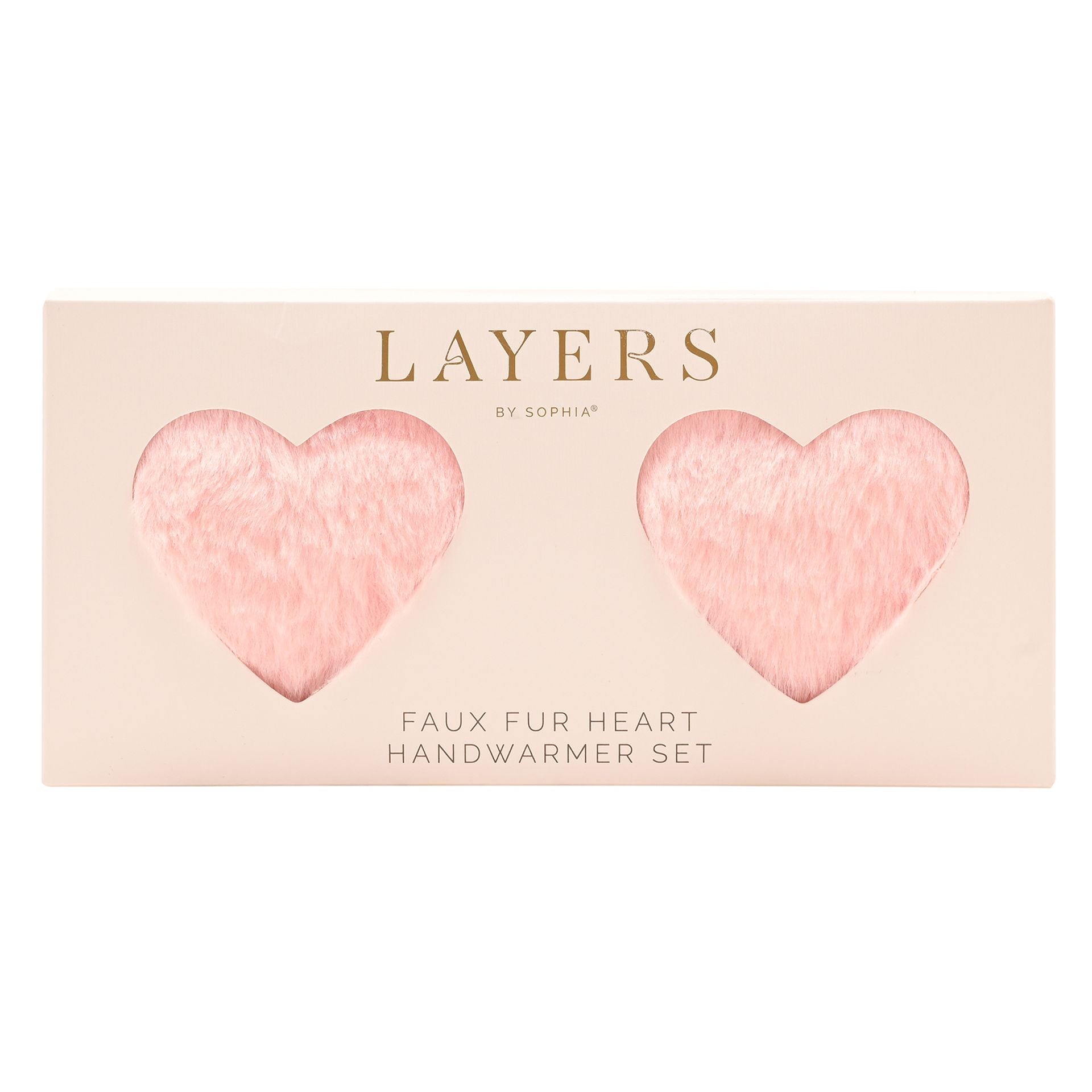 Sophia Layers Cosy Set Of 2 Furry Heart Hand Warmers - Blush Pink