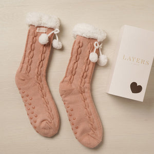 Sophia Layers Cosy Socks Size 4-7 - Pink