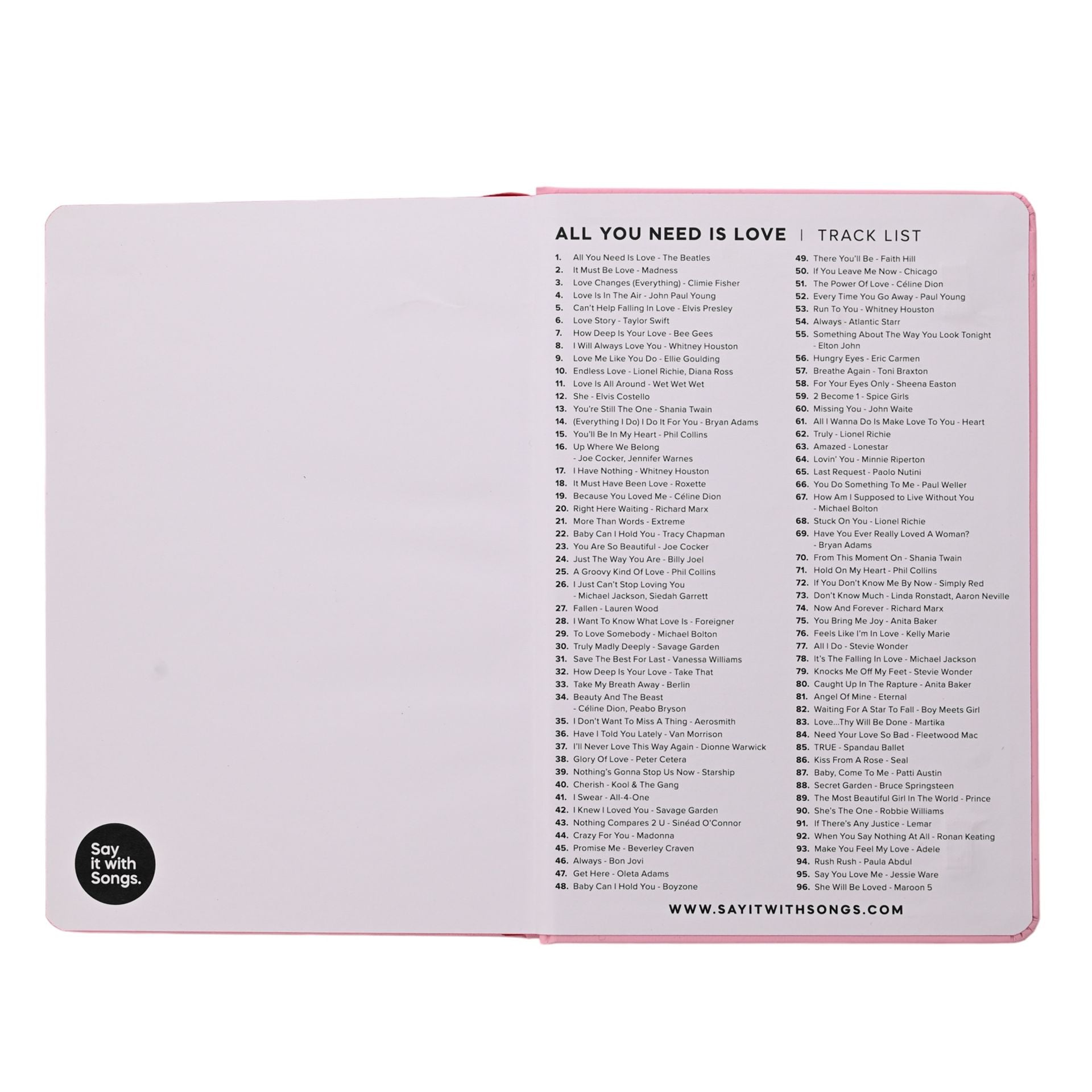 Say It With Songs A5 All You Need is Love Notebook