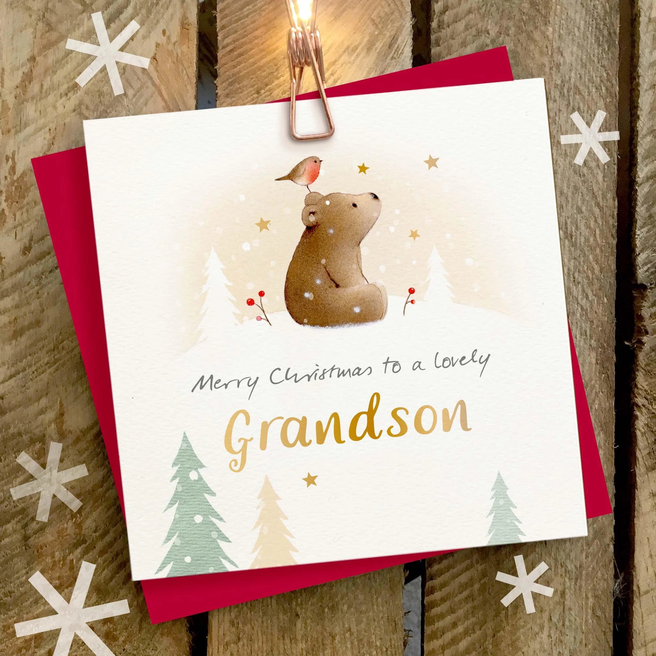 Ginger Betty Lovely Grandson Christmas Card