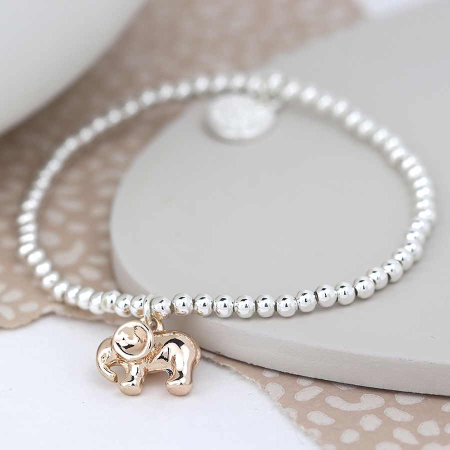 POM Silver Plated Bracelet with Rose Gold Elephant – More Than