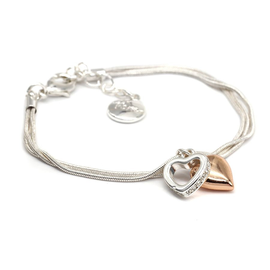 POM Rose Gold Heart & Crystal Heart Bracelet