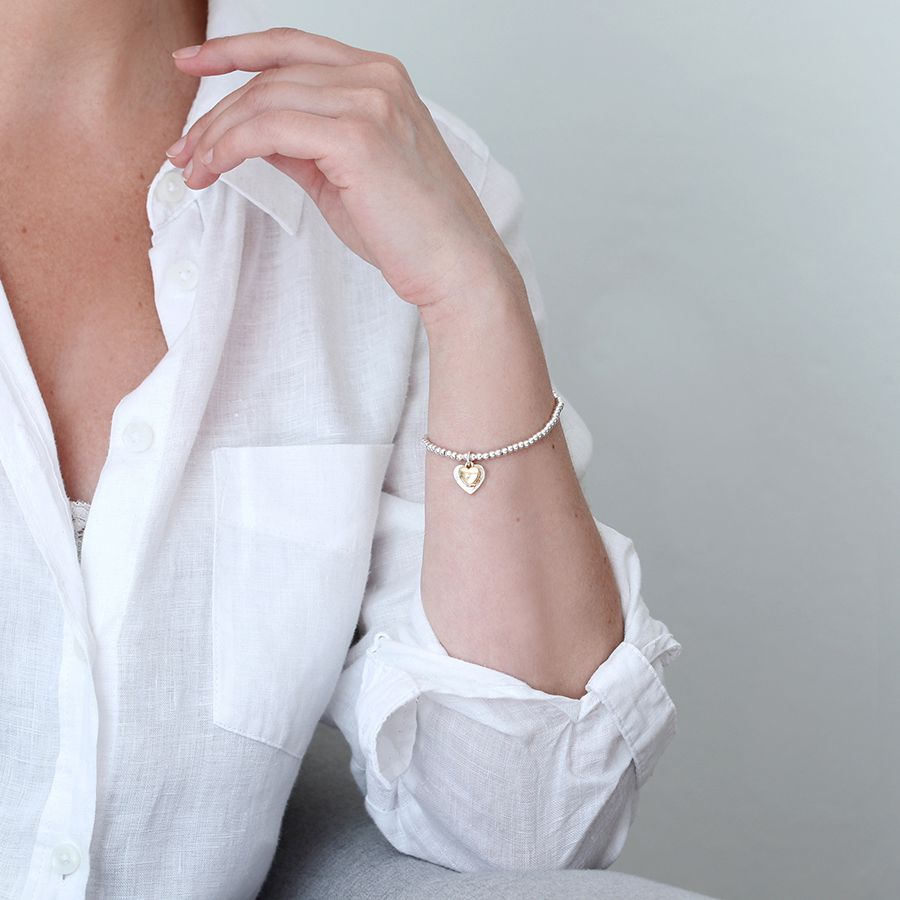 POM Silver & Gold Plated Double Heart Bracelet