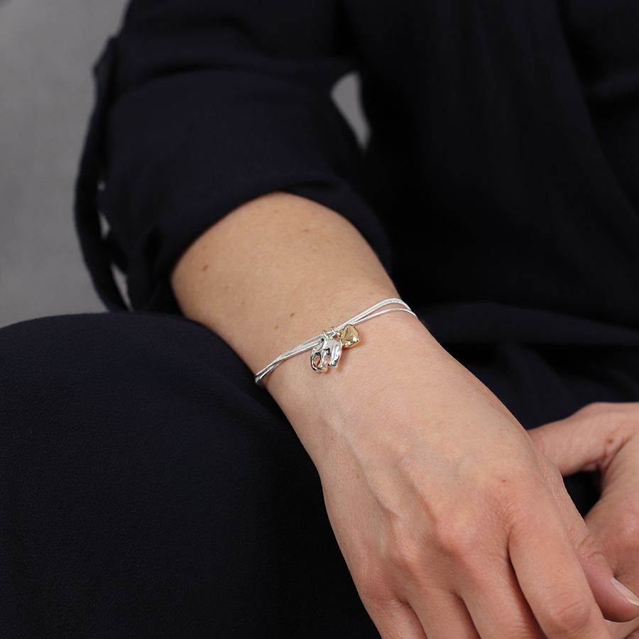 POM Triple Strand Silver Plated Elephant Heart Bracelet