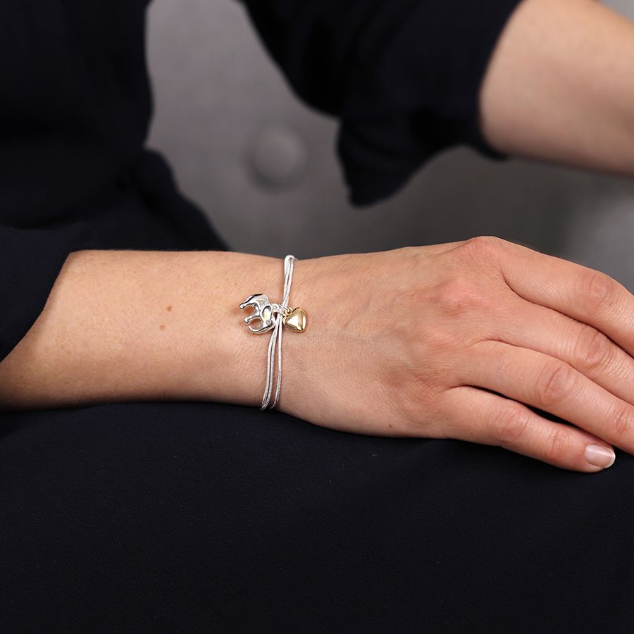 POM Triple Strand Silver Plated Elephant Heart Bracelet