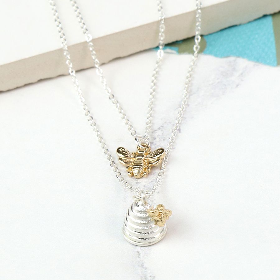 POM Honey Bee & Beehive Necklace