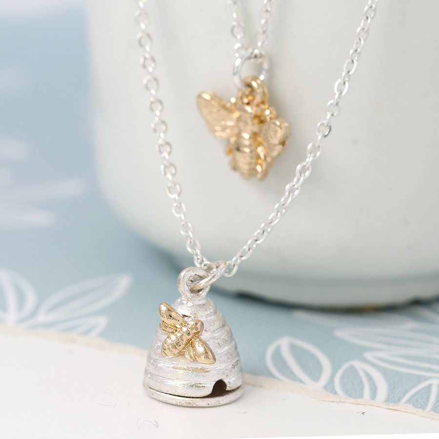 POM Honey Bee & Beehive Necklace