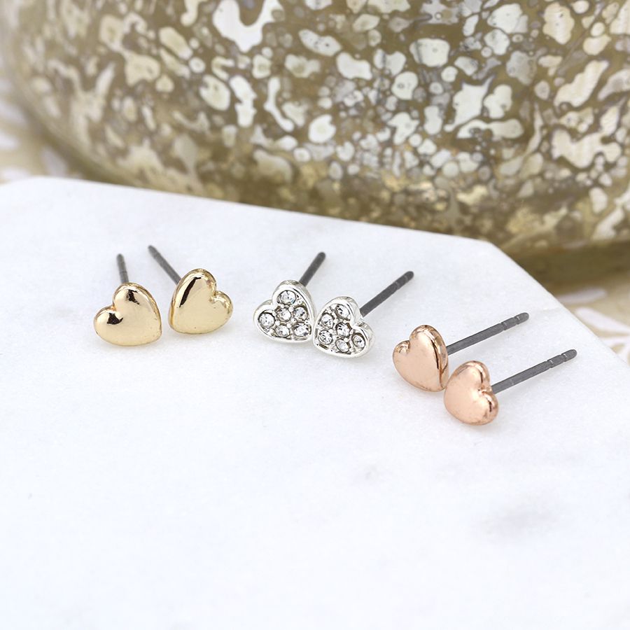 POM Trio of Heart Earrings