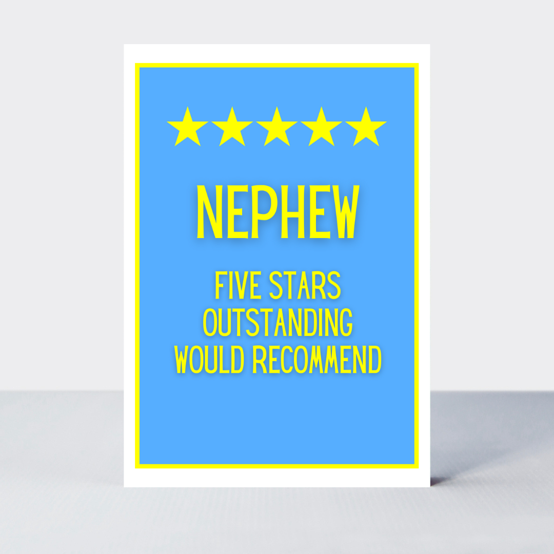 Not Too Bright Five Star Nephew Card