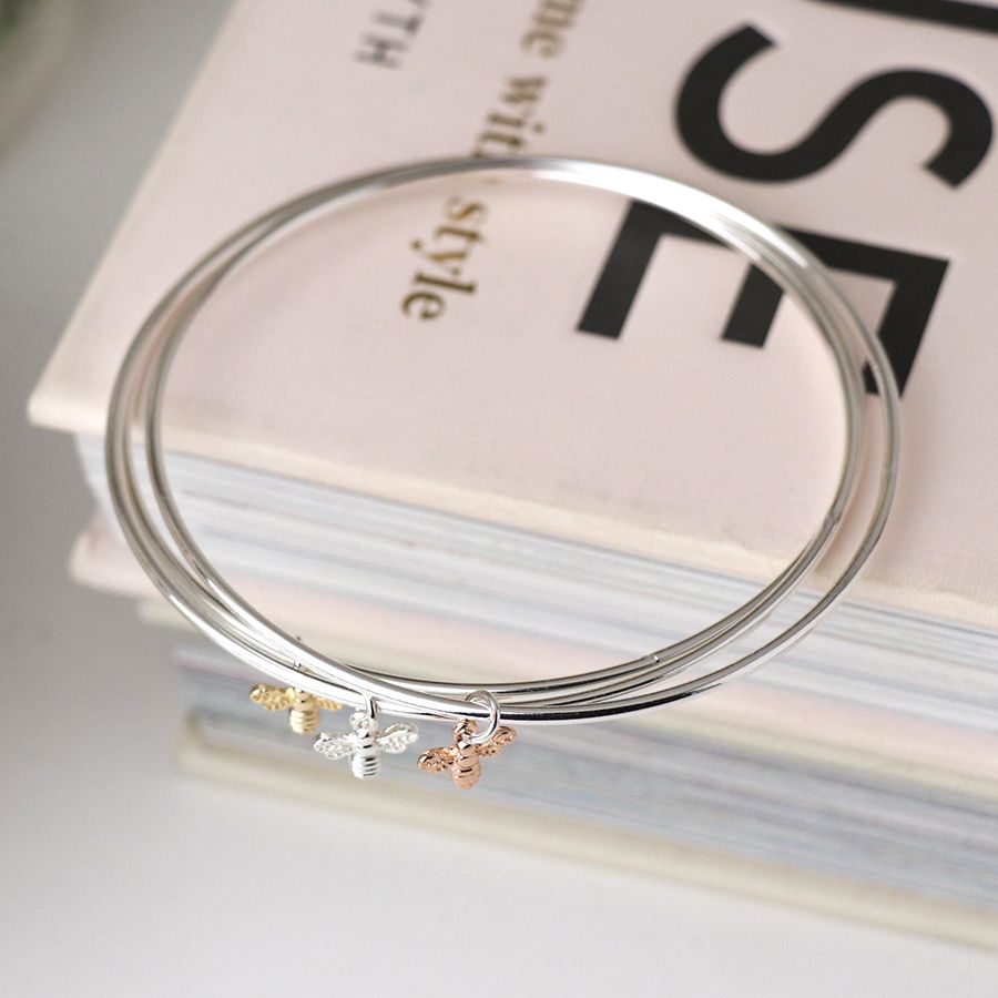 POM Triple Mixed Bees Bangle Set