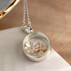 POM Silver Plated Circle Frame Necklace with Golden Bee and Daisy Charm