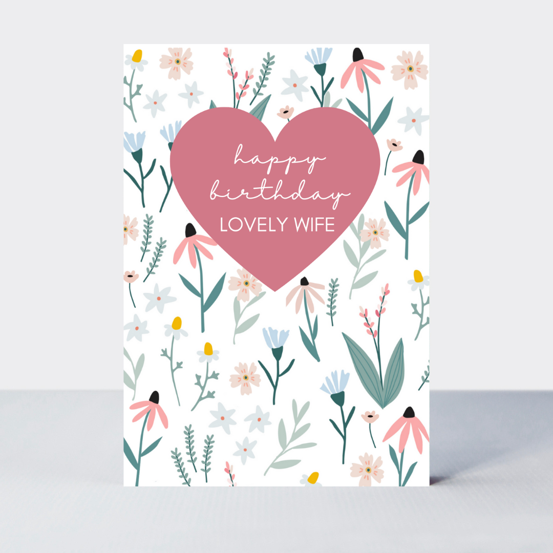 Fleur Scattered Flowers Lovely Wife Birthday Card