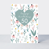 Fleur Scattered Flowers 50th Birthday Card