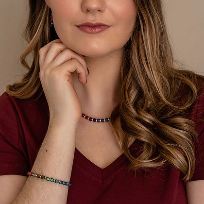 Carrie Elspeth Rainbow Satin Cube Full Necklace