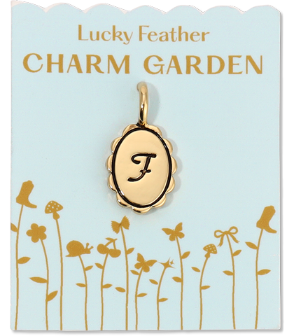 Lucky Feather - Charm Garden - Scalloped Initial Charm - Gold - F