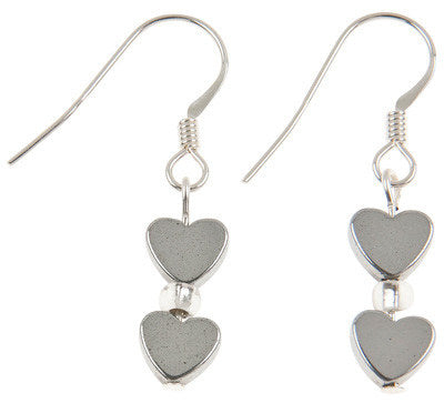 Carrie Elspeth Mini Silver Haematite Heart Earrings | More Than Just A Gift